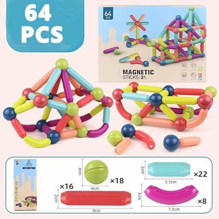 Magnetic Sticks- Popstick Sticks – 64  pcs  (Included high quality Magnet)